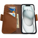 Dreem Fibonacci Wallet Case for iPhone 15 Plus | 2-in-1 Detachable Vegan Leather Cover [Chocolate]