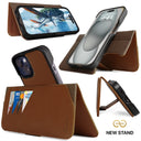 Dreem Fibonacci Wallet Case for iPhone 15 Plus | 2-in-1 Detachable Vegan Leather Cover [Chocolate]
