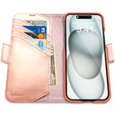 Dreem Fibonacci Wallet Case for iPhone 15 Plus | 2-in-1 Detachable Vegan Leather Cover [Rose]