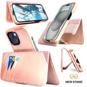 Dreem Fibonacci Wallet Case for iPhone 15 Plus | 2-in-1 Detachable Vegan Leather Cover [Rose]