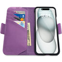 Dreem Fibonacci Wallet Case for iPhone 15 | 2-in-1 Detachable Vegan Leather Cover [Purple]