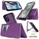 Dreem Fibonacci Wallet Case for iPhone 15 | 2-in-1 Detachable Vegan Leather Cover [Purple]