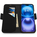 Dreem Fibonacci Wallet Case for iPhone 16 | 2-in-1 Detachable Vegan Leather Cover [Black]