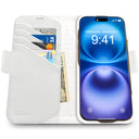 Dreem Fibonacci Wallet Case for iPhone 16 | 2-in-1 Detachable Vegan Leather Cover [White]
