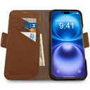 Dreem Fibonacci Wallet Case for iPhone 16 | 2-in-1 Detachable Vegan Leather Cover [Chocolate]