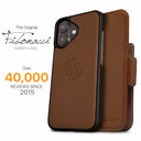 Dreem Fibonacci Wallet Case for iPhone 16 | 2-in-1 Detachable Vegan Leather Cover [Chocolate]