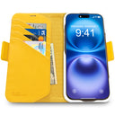 Dreem Fibonacci Wallet Case for iPhone 16 | 2-in-1 Detachable Vegan Leather Cover [Yellow]