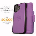 Dreem Fibonacci Wallet Case for iPhone 16 | 2-in-1 Detachable Vegan Leather Cover [Purple]