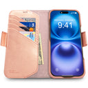 Dreem Fibonacci Wallet Case for iPhone 16 | 2-in-1 Detachable Vegan Leather Cover [Rose]