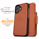 Dreem Fibonacci Wallet Case for iPhone 16 | 2-in-1 Detachable Vegan Leather Cover [Caramel]