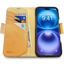 Dreem Fibonacci Wallet Case for iPhone 16 | 2-in-1 Detachable Vegan Leather Cover [Gold]