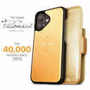 Dreem Fibonacci Wallet Case for iPhone 16 | 2-in-1 Detachable Vegan Leather Cover [Gold]