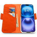 Dreem Fibonacci Wallet Case for iPhone 16 | 2-in-1 Detachable Vegan Leather Cover [Orange]