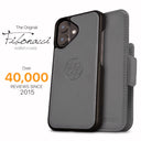 Dreem Fibonacci Wallet Case for iPhone 16 | 2-in-1 Detachable Vegan Leather Cover [Grey]