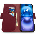 Dreem Fibonacci Wallet Case for iPhone 16 | 2-in-1 Detachable Vegan Leather Cover [Burgundy]