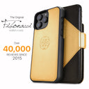 Dreem Fibonacci Wallet Case for iPhone 16 Pro Max | 3-in-1 Detachable Vegan Leather Cover [Gold/Black]