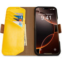 Dreem Fibonacci Wallet Case for iPhone 16 Pro Max | 3-in-1 Detachable Vegan Leather Cover [Chocolate/Yellow]