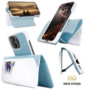 Dreem Fibonacci Wallet Case for iPhone 16 Pro | 3-in-1 Detachable Vegan Leather Cover [Light Blue/White]