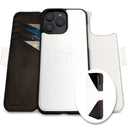 Dreem Fibonacci Wallet Case for iPhone 16 Pro | 3-in-1 Detachable Vegan Leather Cover [White/Black]