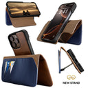 Dreem Fibonacci Wallet Case for iPhone 16 Pro | 3-in-1 Detachable Vegan Leather Cover [Chocolate/Royal Blue]