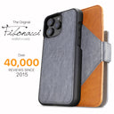 Dreem Fibonacci Wallet Case for iPhone 16 Pro | 3-in-1 Detachable Vegan Leather Cover [Grey/Rust]