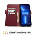 Dreem Fibonacci Wallet Case for iPhone 13 Pro | 2-in-1 Detachable Vegan Leather Cover [Burgundy]