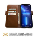 Dreem Fibonacci Wallet Case for iPhone 13 Pro | 2-in-1 Detachable Vegan Leather Cover [Chocolate]