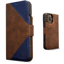 Dreem Fibonacci Wallet Case for iPhone 16 Pro Max | 3-in-1 Detachable Vegan Leather Cover [Chocolate/Royal Blue]