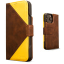 Dreem Fibonacci Wallet Case for iPhone 16 Pro Max | 3-in-1 Detachable Vegan Leather Cover [Chocolate/Yellow]