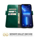 Dreem Fibonacci Wallet Case for iPhone 13 Pro | 2-in-1 Detachable Vegan Leather Cover [Green]