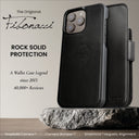 Dreem Fibonacci Wallet Case for iPhone 16 Pro | 2-in-1 Detachable Real Leather Cover [Black]