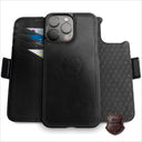 Dreem Fibonacci Wallet Case for iPhone 16 Pro | 2-in-1 Detachable Real Leather Cover [Black]