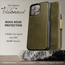 Dreem Fibonacci Wallet Case for iPhone 16 Pro | 2-in-1 Detachable Real Leather Cover [Olive]