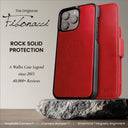 Dreem Fibonacci Wallet Case for iPhone 16 Pro | 2-in-1 Detachable Real Leather Cover [Red]
