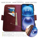 Dreem Fibonacci Wallet Case for iPhone 16 Pro | 2-in-1 Detachable Real Leather Cover [Wine]