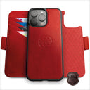 Dreem Fibonacci Wallet Case for iPhone 16 Pro | 2-in-1 Detachable Real Leather Cover [Red]