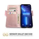 Dreem Fibonacci Wallet Case for iPhone 13 Pro Max | 2-in-1 Detachable Vegan Leather Cover [Rose]