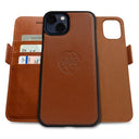 Dreem Fibonacci Wallet Case for iPhone 13 Mini | 2-in-1 Detachable Vegan Leather Cover [Caramel]
