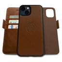 Dreem Fibonacci Wallet Case for iPhone 13 Mini | 2-in-1 Detachable Vegan Leather Cover [Chocolate]