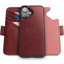 Dreem Fibonacci Wallet Case for iPhone 15 Plus | 2-in-1 Detachable Vegan Leather Cover [Burgundy]