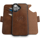 Dreem Fibonacci Wallet Case for iPhone 15 Plus | 2-in-1 Detachable Vegan Leather Cover [Chocolate]