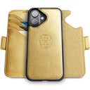 Dreem Fibonacci Wallet Case for iPhone 15 Plus | 2-in-1 Detachable Vegan Leather Cover [Gold]
