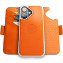 Dreem Fibonacci Wallet Case for iPhone 15 Plus | 2-in-1 Detachable Vegan Leather Cover [Orange]