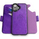Dreem Fibonacci Wallet Case for iPhone 15 Plus | 2-in-1 Detachable Vegan Leather Cover [Purple]