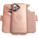 Dreem Fibonacci Wallet Case for iPhone 15 Plus | 2-in-1 Detachable Vegan Leather Cover [Rose]