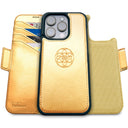 Dreem Fibonacci Wallet Case for iPhone 15 Pro Max | 2-in-1 Detachable Vegan Leather Cover [Gold]